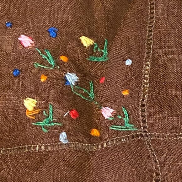 Vtg Embroidered Handkerchief Tulips Dainty Feminine Grandma Grandpa Pocket - Picture 3 of 5